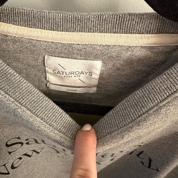 Men’s Saturdays NYC Crew in Heather Gray, size: L - Picture 2 of 3